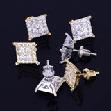12mm 18k White Gold Plated Square Stud Earrings - eGen Club