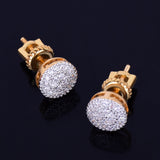 8mm 18k Yellow Gold Plated Round Halo Stud Earrings - eGen Club