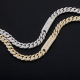 18k White Gold Plated Cuban Link Bar Choker Necklace - eGen Club