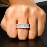 18k White Gold Plated Radiant Solitaire Eternity Band - eGen Club