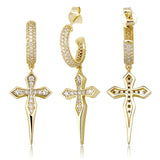 Gold 925 Sterling Silver Cross Earrings - eGen Club