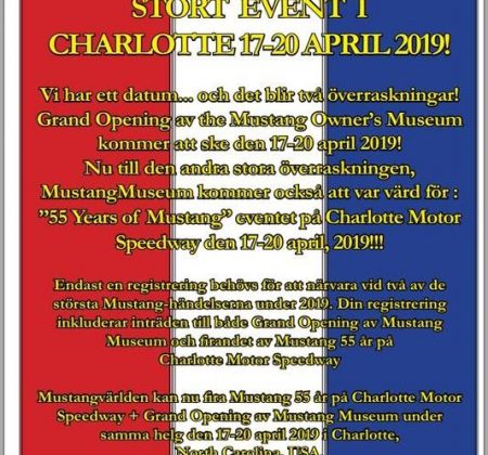 Mustang fyller 55 i Charlotte USA 2019 April 17!!!!