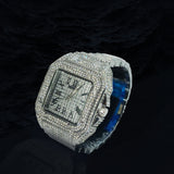 18k White Gold Plated 42mm Pave Set Square face w/Date - eGen Club