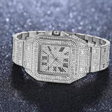 18k White Gold Plated 42mm Pave Set Square face w/Date - eGen Club
