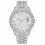 18k White Gold Plated 40mm Pave Dial w/Date - eGen Club