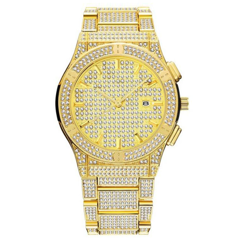 18k Yellow Gold Plated 42mm Pave Dial Chronograph w/Date - eGen Club