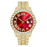 18k Yellow Gold Plated 40mm Red Roman Dial w/Date - eGen Club