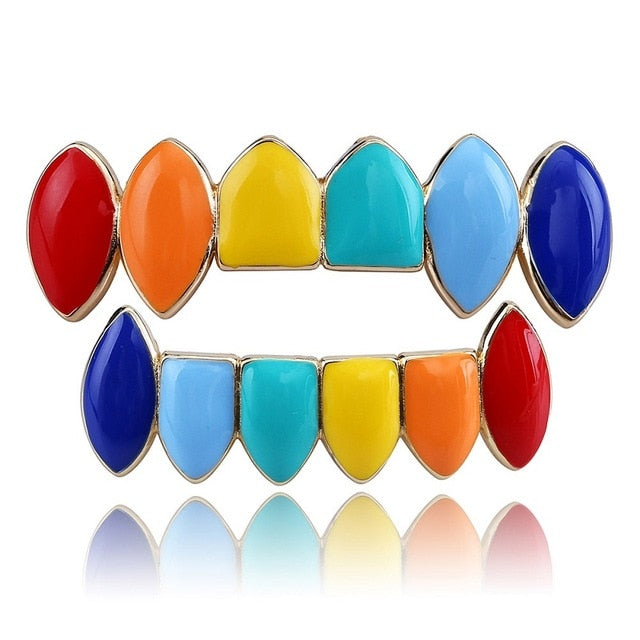 18k Gold Plated Colorful Fang Grillz - eGen Club