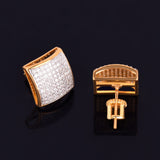 12mm 18k Yellow Gold Plated Square Stud Earrings - eGen Club