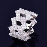 18k White Gold Plated Square Cuban Link Ring - eGen Club