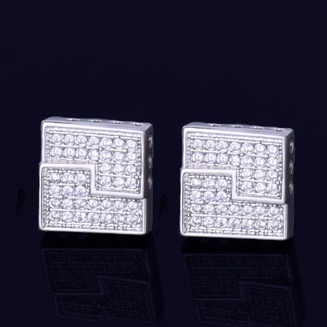 10mm 18k White Gold Plated Square Stud Earrings - eGen Club