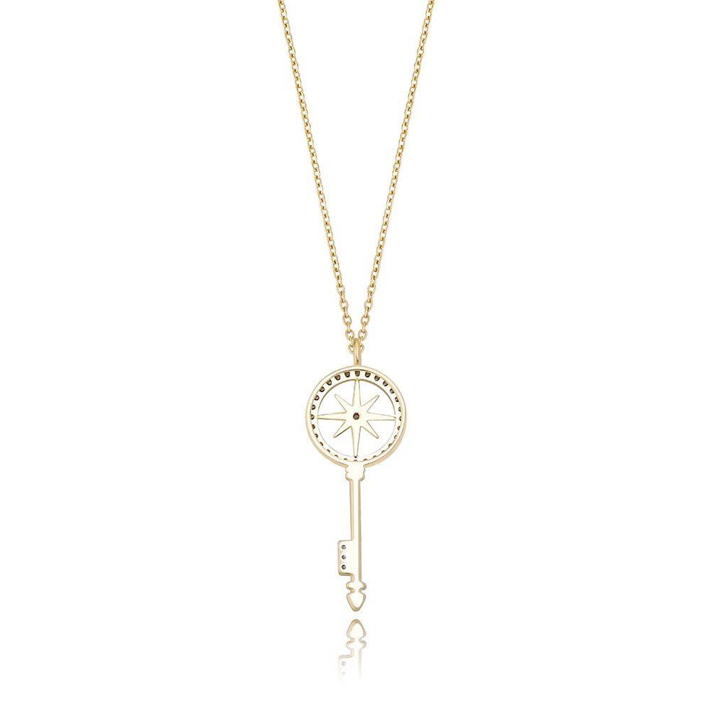 Gold 925 Sterling Silver Key Necklace - eGen Club