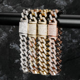 14mm 18k White Gold Plated Miami Square Cuban Link Bracelet - eGen Club
