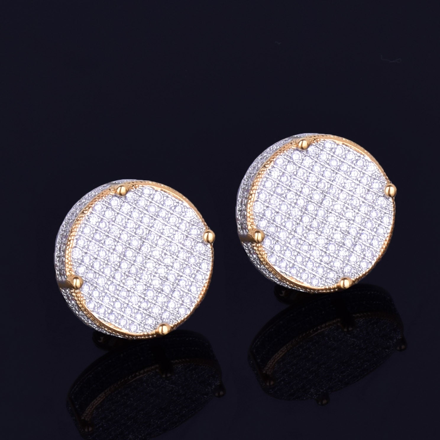 14mm 18k Yellow Gold Plated Round Stud Earrings - eGen Club