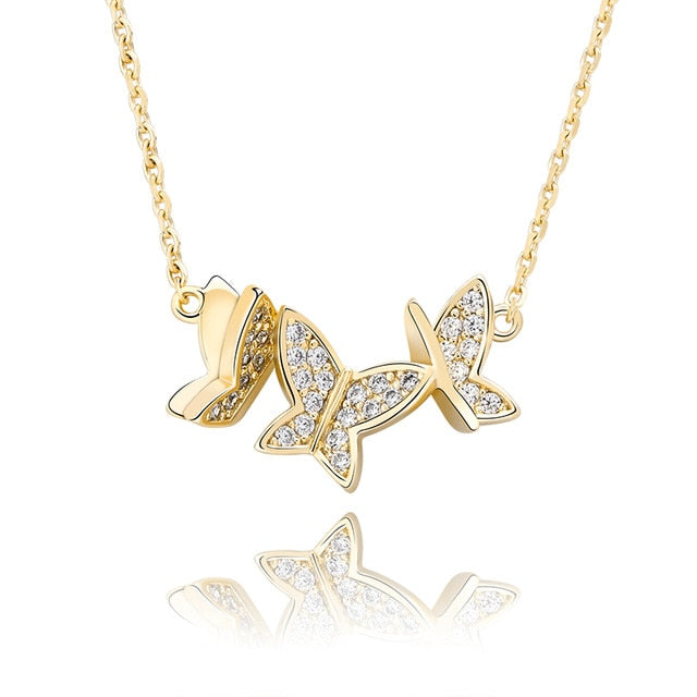 Gold 925 Sterling Silver Butterfly Necklace - eGen Club