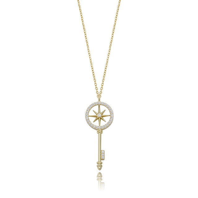 Gold 925 Sterling Silver Key Necklace - eGen Club
