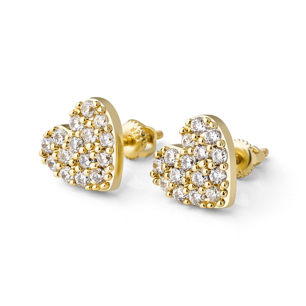 Gold 925 Sterling Silver Heart Earrings - eGen Club