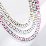 18k White Gold Plated Pink Baguette Choker Necklace - eGen Club