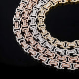 13mm 18k Rose/White Gold Plated Micro Pave Bespoke Link Chain - eGen Club