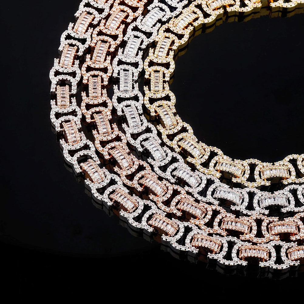 13mm 18k Yellow Gold Plated Micro Pave Bespoke Link Chain - eGen Club