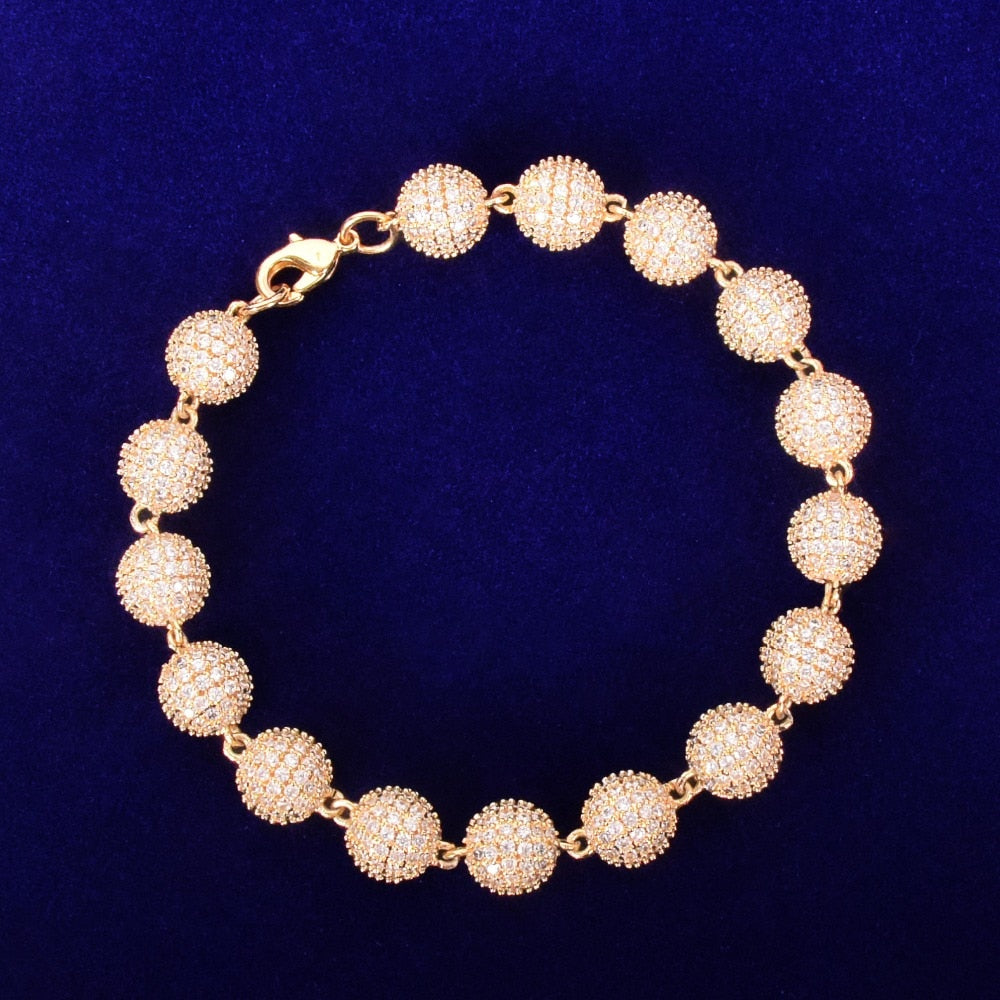 10mm 18k Gold Plated Round Bead Bracelet - eGen Club