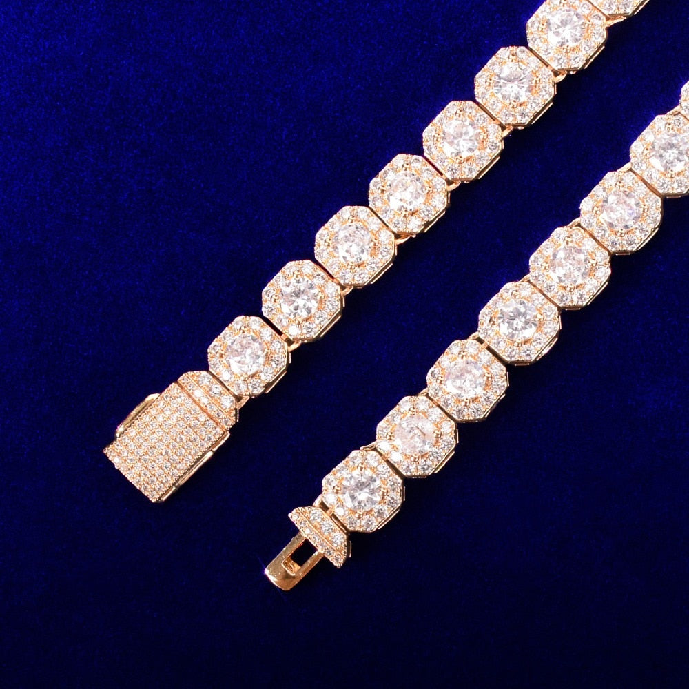 9mm 18k Gold Plated Square Clustered Tennis Bracelet - eGen Club
