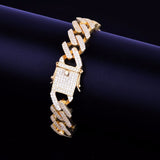 14mm 18k Gold Plated Square Miami Cuban Link Bracelet - eGen Club