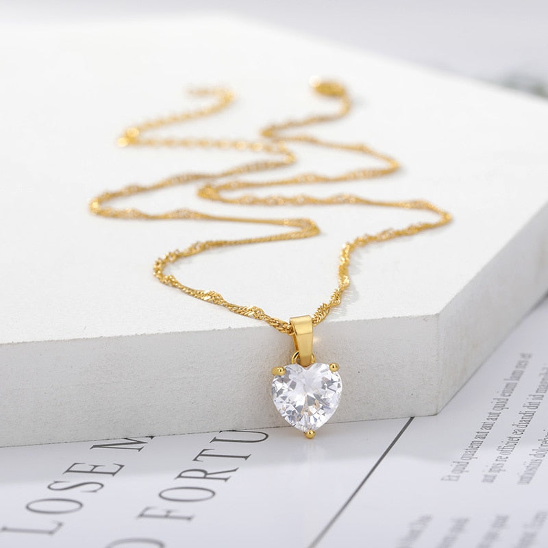18k Gold Plated Crystal Heart Necklace - eGen Club