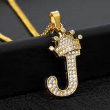 18k Gold Plated Crown Letter Pendant - eGen Club